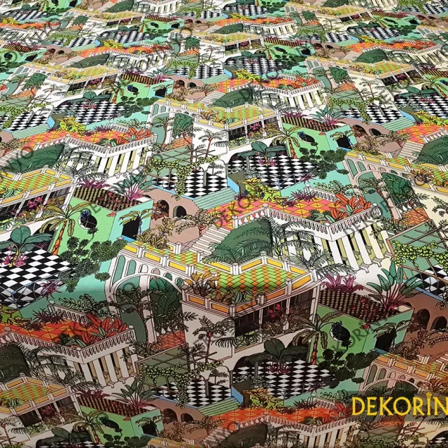 Rustik Evler Desenli Döşemelik Kumaş