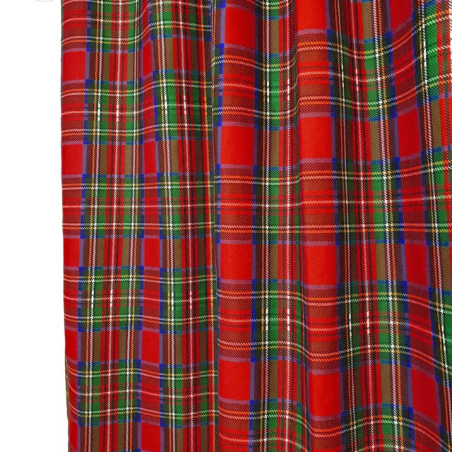Kırmızı Yeşil Ekose Desenli Perde