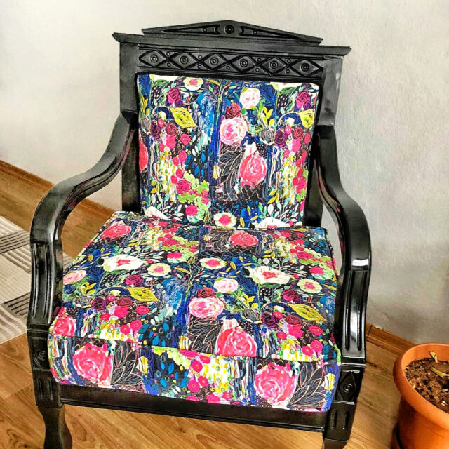 Yağlı Boya Soyut Çiçekler Desenli Kumaş