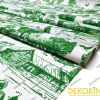 Yeşil Farm Blanc Desenli Döşemelik Kumaş