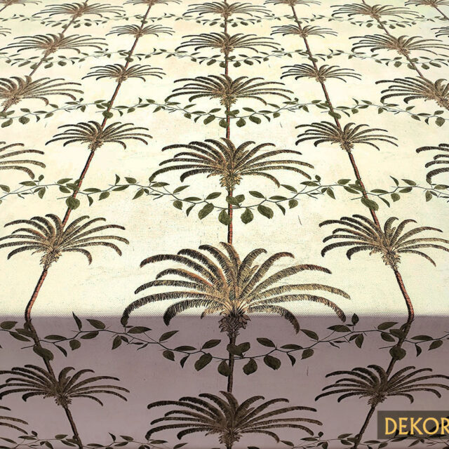 Dekoratif Palmiyeler Desenli Döşemelik Kumaş