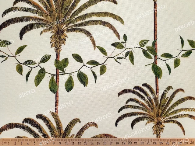 Dekoratif Palmiyeler Desenli Döşemelik Kumaş