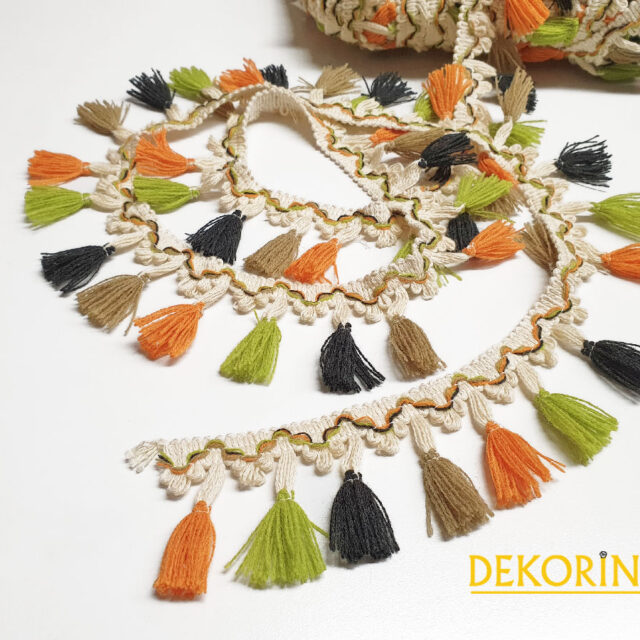 Dört Renkli Pamuk Püskül Şerit