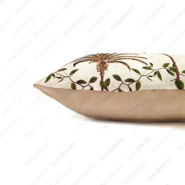 Dekoratif Palmiyeler Desenli Kare Kırlent