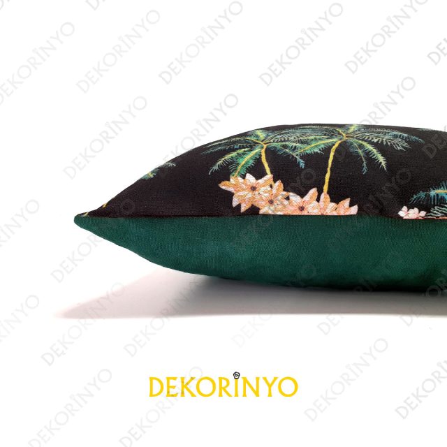 Leopar ve Palmiye Temalı Kırlent