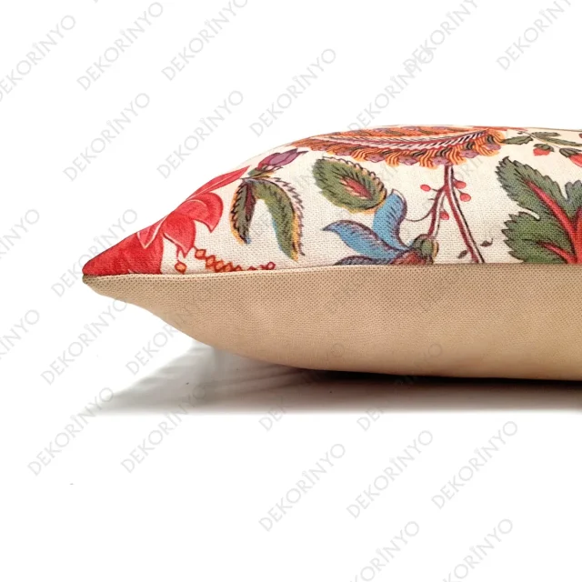 Retro Çiçek Motifli Dikdörtgen Kırlent