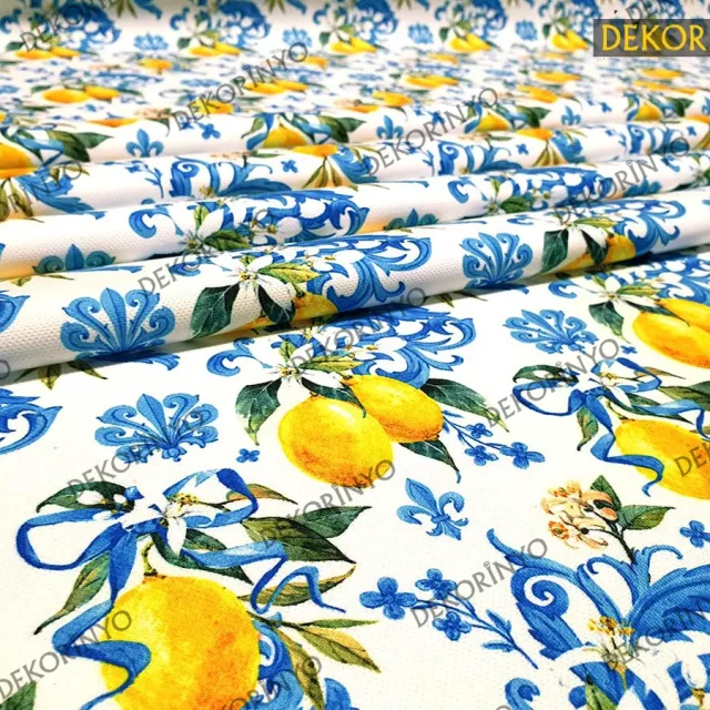 Barok Damask Motifli Limon Desenli Kumaş