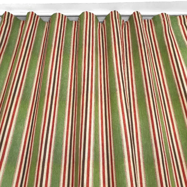 Keten Efektli Retro Çizgili Fon Perde