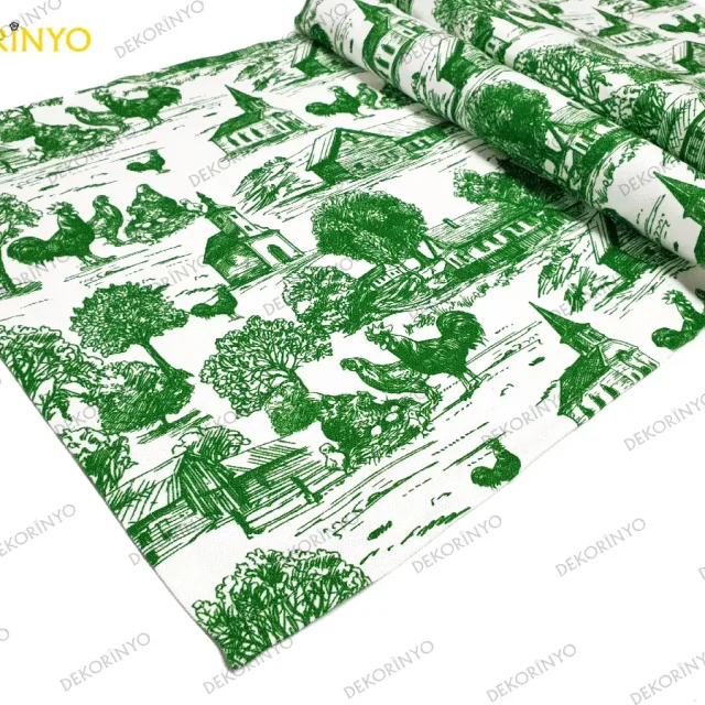 Yeşil Farm Blanc Desenli Runner