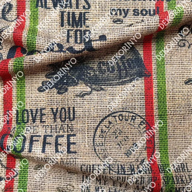 Coffee Damgalı Jüt Efektli Kumaş