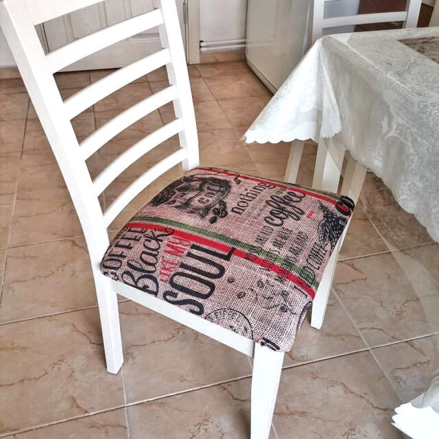 Coffee Damgalı Jüt Efektli Kumaş