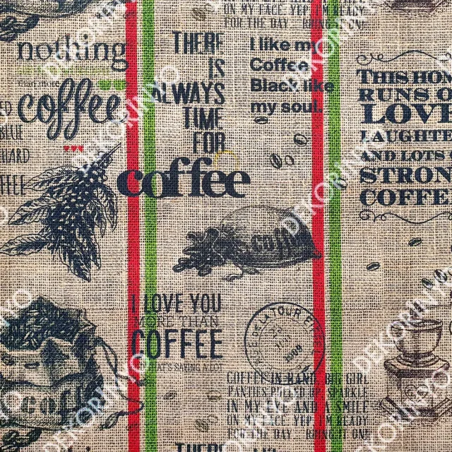 Coffee Damgalı Jüt Efektli Kumaş