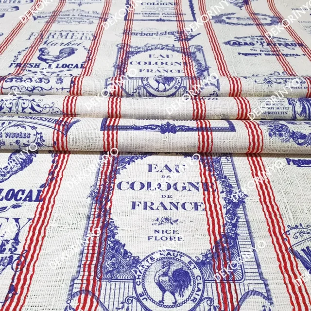 Paris Mürekkep Damgalı Keten Efektli Kumaş