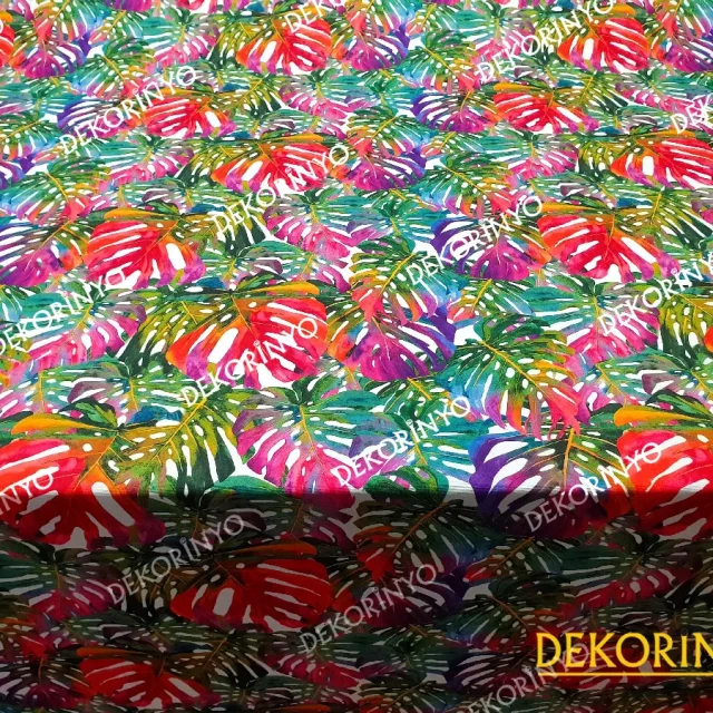 Monstera Yaprakları Desenli Kumaş