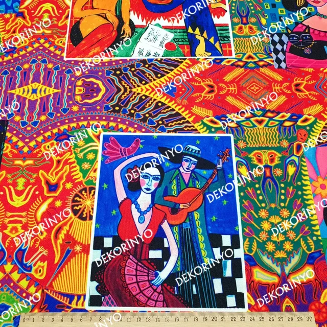 Frida Kahlo Desenli Döşemelik Kumaş