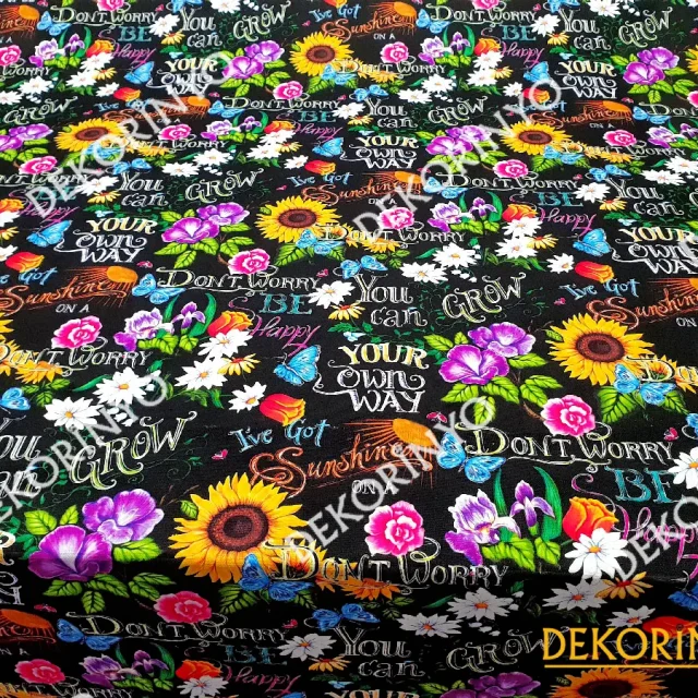 Hippi Çiçekler Temalı Döşemelik Kumaş