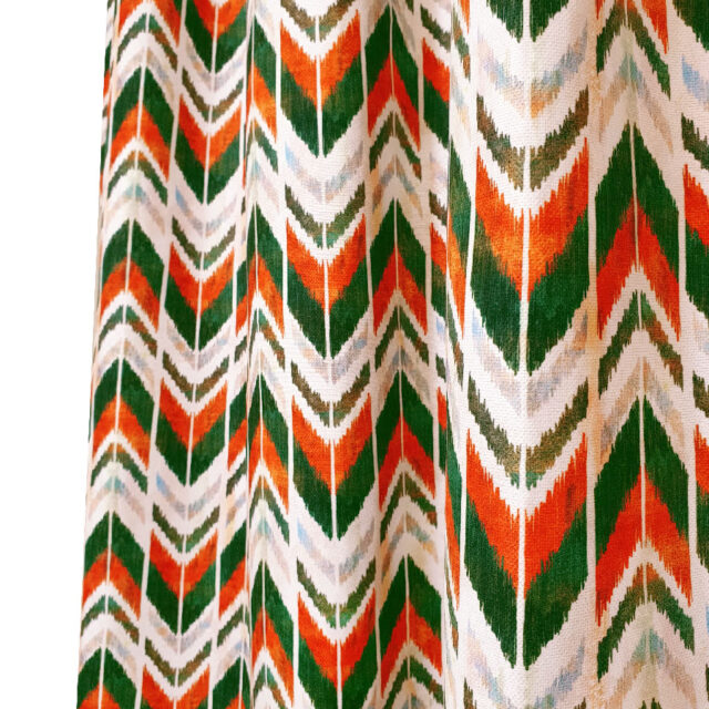 Turuncu Haki İkat Desenli Perde