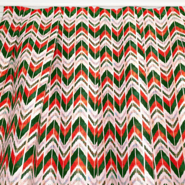 Turuncu Haki İkat Desenli Perde