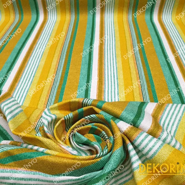 Sarı Yeşil Çizgili Kumaş