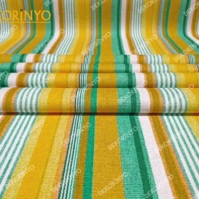 Sarı Yeşil Çizgili Kumaş