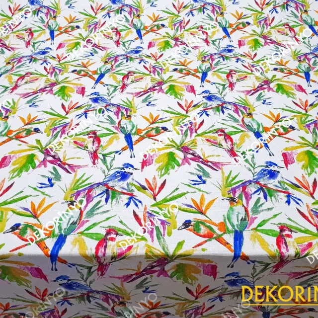 Cennet Kuşları Desenli Döşemelik Kumaş