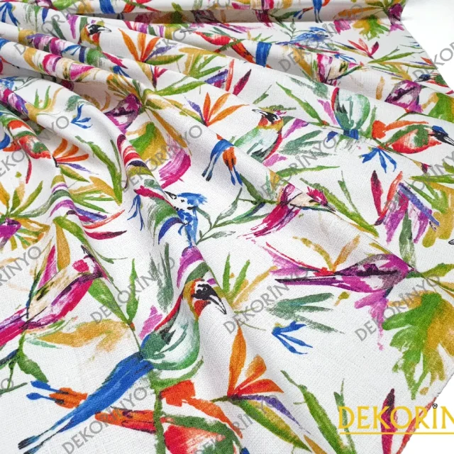 Cennet Kuşları Desenli Döşemelik Kumaş