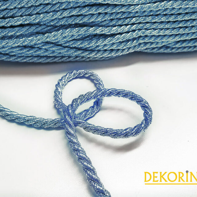 Simli Açık Mavi Kordon Halat İp