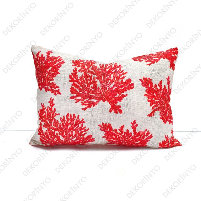 Nar Çiçeği Mercan Desenli Kırlent