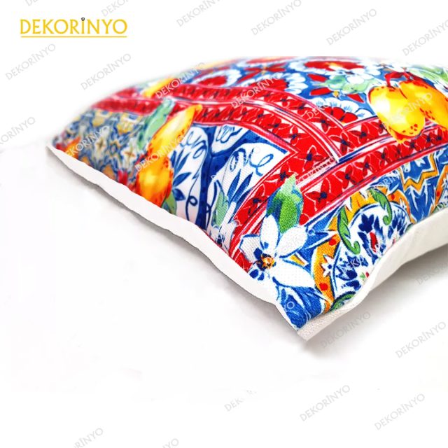 Seramik Motifli Limon Desenli Kırlent