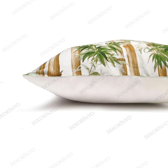 Bambu ve Yapraklar Desenli Kırlent