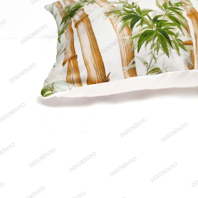 Bambu ve Yapraklar Desenli Kırlent