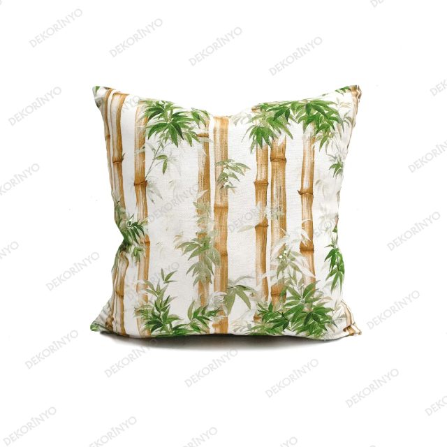 Bambu ve Yapraklar Desenli Kırlent