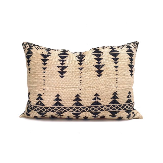 Keten Aztek Motifli Dikdörtgen Kırlent