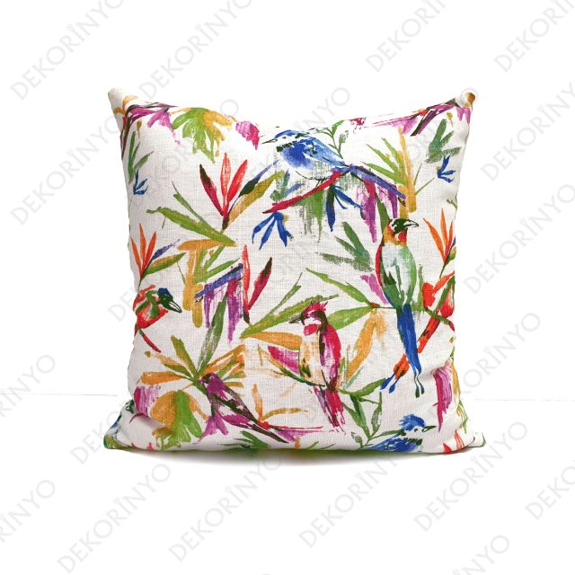 Cennet Kuşları Desenli Dikdörtgen Kırlent