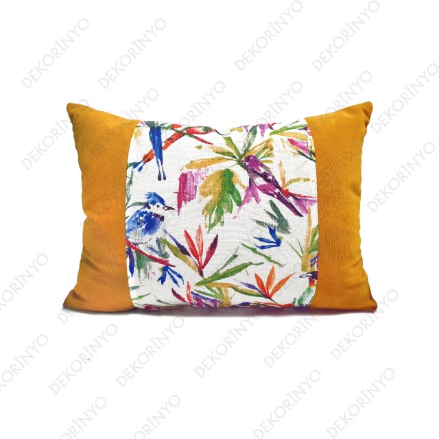 Cennet Kuşları Desenli Dikdörtgen Kırlent