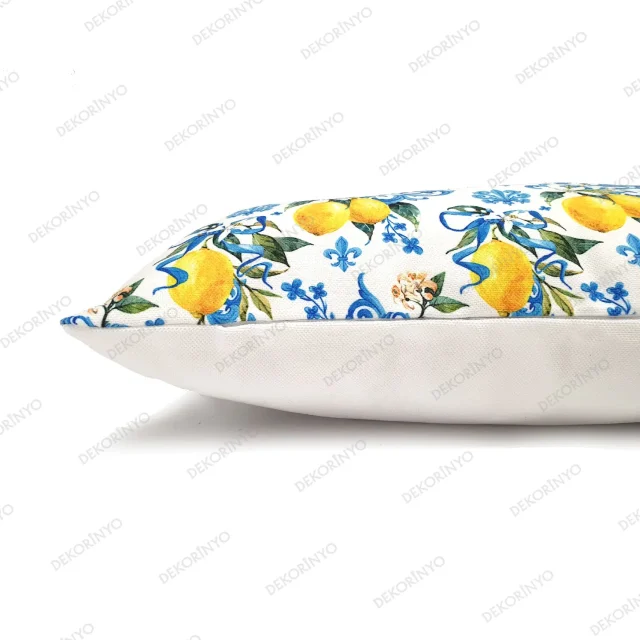 Barok Damask Limon Motifli Dikdörtgen Kırlent