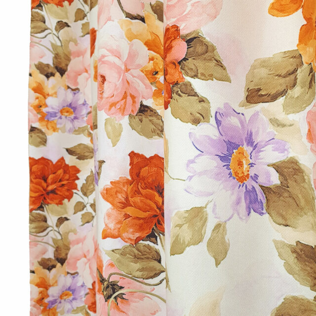 Natürel Soft Çiçekler Desenli Perde