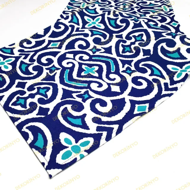 Damask Marin Desenli Runner