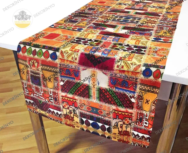 Anadolu Kilim Patchwork Desenli Runner