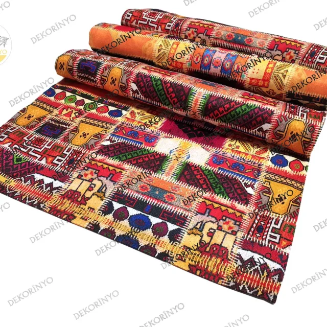Anadolu Kilim Patchwork Desenli Runner
