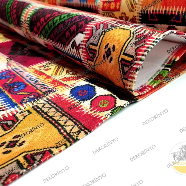 Anadolu Kilim Patchwork Desenli Runner