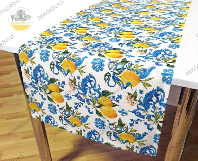 Barok Damask Limon Motifli Runner