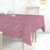 Bordo Beyaz Çizgili Masa Örtüsü