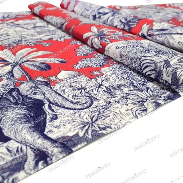Alternative view of Canlı Mercan Toile Blanc Desenli Runner
