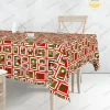 Çerçeveli Yılbaşı Figürleri Desenli Masa Örtüsü