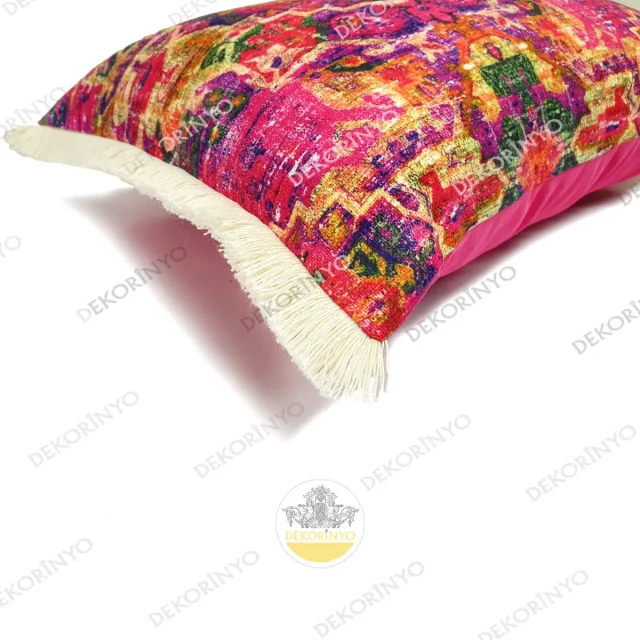 Eskitme Kilim Motifli Dikdörtgen Kırlent