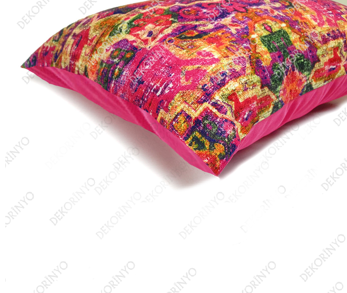 Eskitme Kilim Motifli Dikdörtgen Kırlent