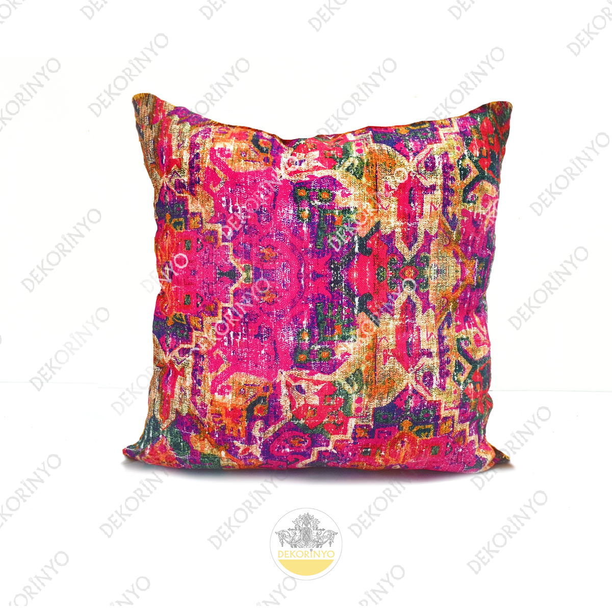 Eskitme Kilim Motifli Kare Kırlent