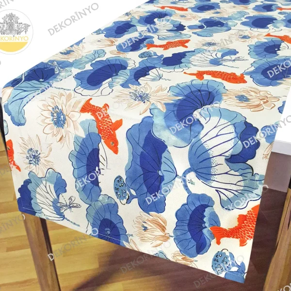 Japon Balığı Desenli Dekoratif Runner