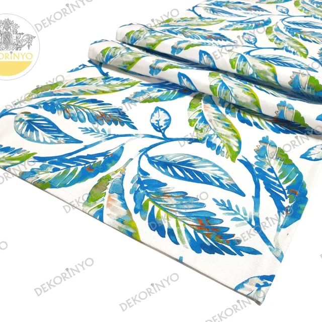 Sulu Boya Japon Palmiyeleri Desenli Runner